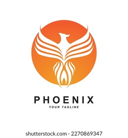 Phoenix logo icon, vector illustration, template design, brand company