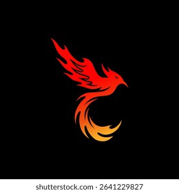 Phoenix Logo Illustration Design Template flame red