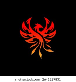 Phoenix Logo Illustration Design Template. mythological bird illustration
