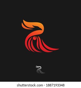 Phoenix logo initial R creative design, eagle fire logo template letter R, falcon logo letter R, hawk premium icon, bird modern logo vector