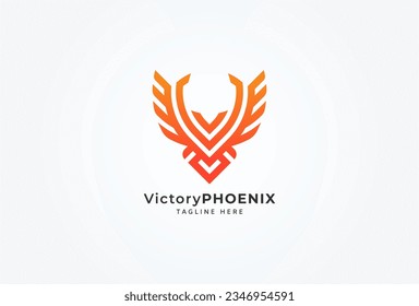 Phoenix Logo. letter V and phoenix combination. flat design logo template. vector illustration