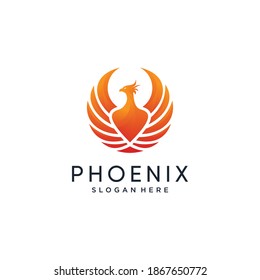 Phoenix logo with modern gradient style, wing, eagle,concept, Premium Vector