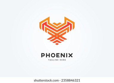 Phoenix Logo. modern phoenix with letter M inside. flat design logo template. vector illustration