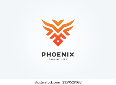 Phoenix Logo. modern phoenix with letter M combination. flat design logo template. vector illustration