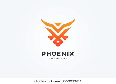 Phoenix Logo. modern phoenix with letter V inside. flat design logo template. vector illustration