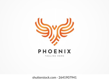 phoenix Logo, modern phoenix Logo with line art style, flat design logo template design, vector illustration