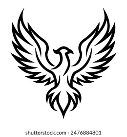 Phoenix logo or modern line icon. Vector line art and icon design with bold outline. Black and white Pixel Perfect minimalistic symbol isolate white background. Creative logotype
