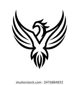 Phoenix logo or modern line icon. Vector line art and icon design with bold outline. Black and white Pixel Perfect minimalistic symbol isolate white background. Creative logotype