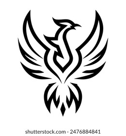 Phoenix logo or modern line icon. Vector line art and icon design with bold outline. Black and white Pixel Perfect minimalistic symbol isolate white background. Creative logotype