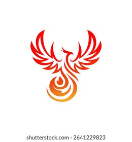 Phoenix logo of mythological bird illustration. flame bird