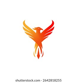 Phoenix logo of mythological bird illustration. embelm icon