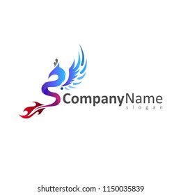 Phoenix logo and S letter with a simple look, snake icon ,the logo is ready for use