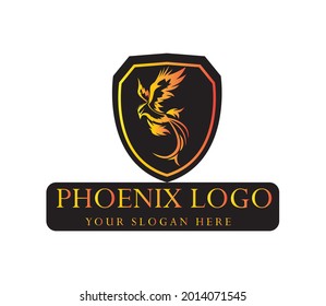 phoenix logo and shield, logo vector template image, trendy