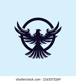 PHOENIX LOGO, silhouette of black great abstract bird vector illustrations