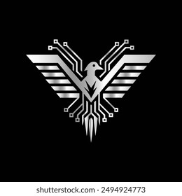 Phoenix logo with technology. Vector logo design templates.