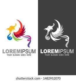 phoenix logo template, eagle logo with sport design vector