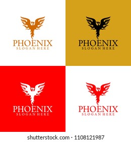 Phoenix logo template, Fire-bird, Eagle logo