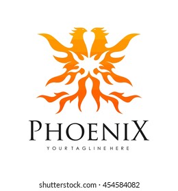 Phoenix logo template, Fire-bird, Eagle logo