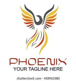 Phoenix logo template, Fire-bird, Eagle logo