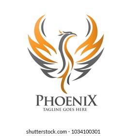 Phoenix logo template, Fire-bird vector