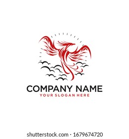 The phoenix logo that is flying.
The logo can be applied to various media and industries.