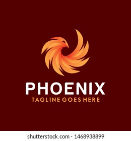 Phoenix Logo Vector With Colorful. Animal Icon.  Eagle Symbol. Bird Logotype Design Inspiration.