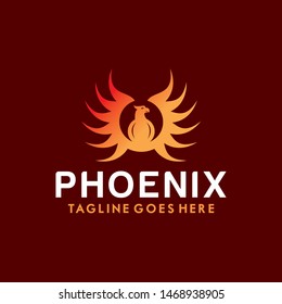 Phoenix Logo Vector With Colorful. Animal Icon.  Eagle Symbol. Bird Logotype Design Inspiration.