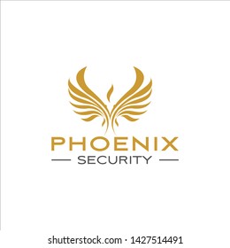 Phoenix Logo Vector Simple Abstract Flat Gold Wing Design Element