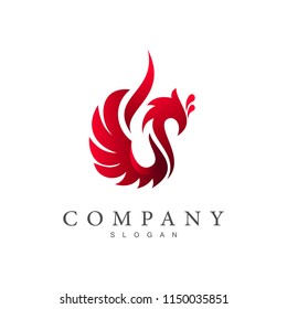 phoenix logo and wings that expand with a simple look, fire icon the logo is ready for use