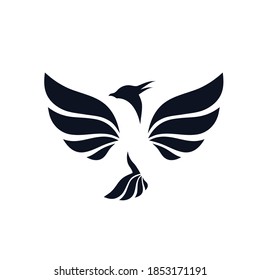 Phoenix magic bird logo fly wings icon sign template emblem Hand drawn Brave heraldic abstract modern design sport style Fashion print clothes apparel greeting invitation card poster banner flyer