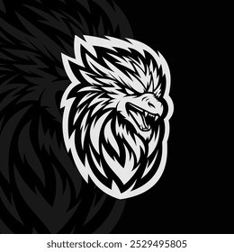 Phoenix mascot esport illustration logo design, black white