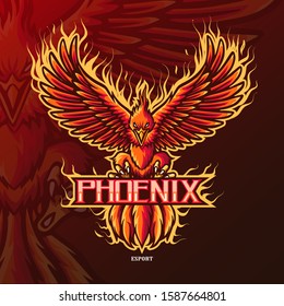 Phoenix mascot esport logo design.