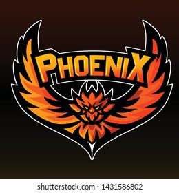 Phoenix, Mascot logo, Sticker, Vector illustration