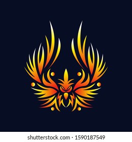 Phoenix mascot for sport and esport or gamer logo in fire color