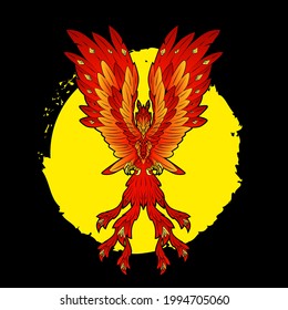 phoenix is mean fire bird monster vector illustration for sign, symbol, icon, logo, background 