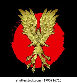 phoenix is mean golden bird monster vector illustration for sign, symbol, icon, logo, background 