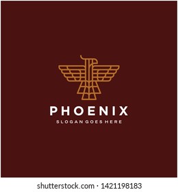 Phoenix Monogram logo design with line 