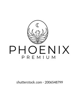 Phoenix Monoline Art Symbol Modern Logo Vector Illustration Template Icon Design