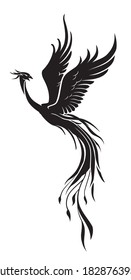 Phoenix Mythical Bird, Vector Silhouette