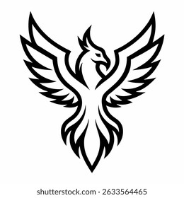 Phoenix Ícone de contorno mítico no fundo branco
