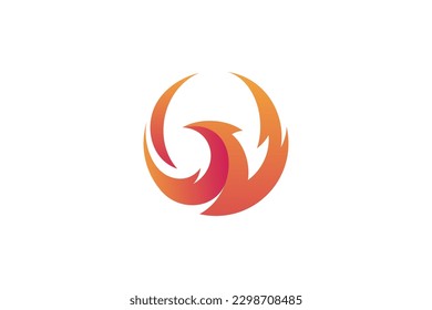 phoenix mythological bird logo design template