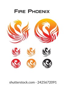 Phoenix on fire logo and emblem