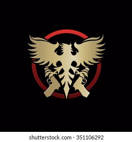 Phoenix with pistols emblem vector