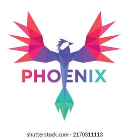 Phoenix polygonal design used for logo. Polygonal illustration. Logo concept for company.