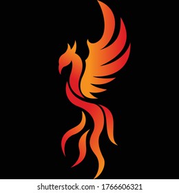 Phoenix Raising Up Vector Logo