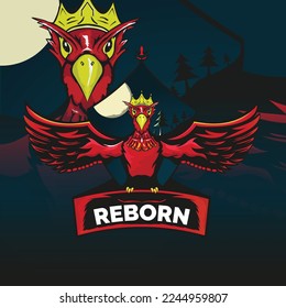 Vector de logotipo de mascota de juegos renacidos Phoenix