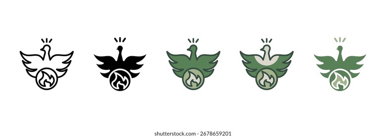 phoenix rising icon in 5 different style