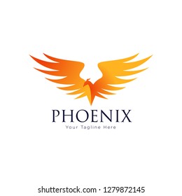 Phoenix rising Wings Logo design vector template. Luxury corporate Falcon Eagle Hawk bird Logotype concept icon. - Vector 