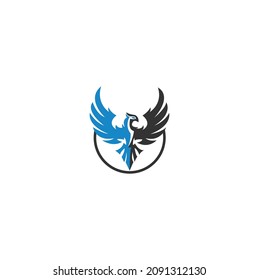 Phoenix rising Wings Logo design vector template.  Luxury corporate Falcon Eagle Hawk bird Logotype concept icon. Phonix vector design, suitable for Logo, brand, mascot, tattoo, etc.