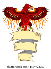 Phoenix rose from the flames and banner
